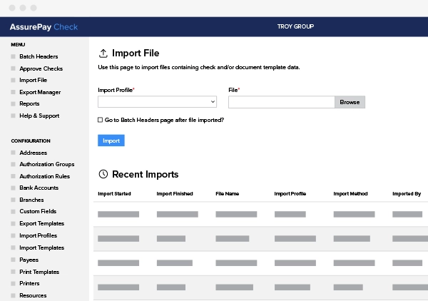 Interface AssurePayGraphic mostrando detalhes do lote