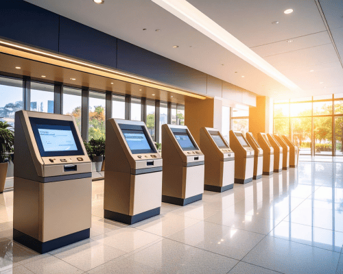 Agência bancária automatizada com máquinas de auto-atendimento