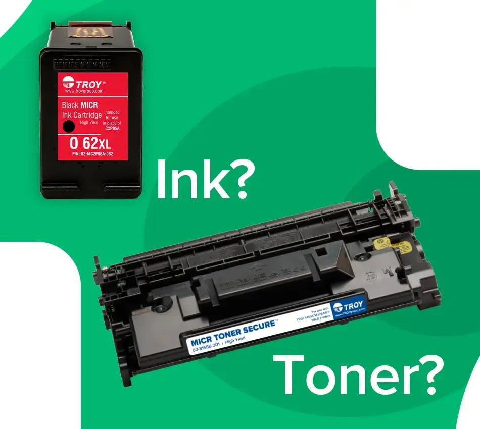 Diagrama que questiona a tinta MICR e o toner MICR