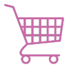 Ícone de carrinho de compras cor-de-rosa
