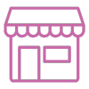 Ícone de uma pequena empresa cor-de-rosa