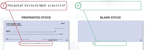 comparação de ações de cheque em branco